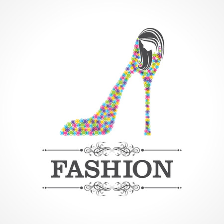 Beauty and fashion icon with shoe and face stock vectorのイラスト素材