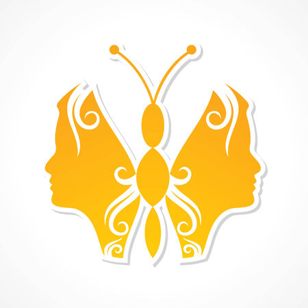 Creative woman face make a butterflyのイラスト素材
