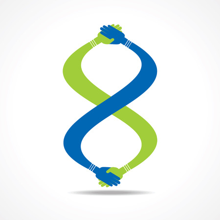 Businessman make number 8 through handshake stock vectorのイラスト素材