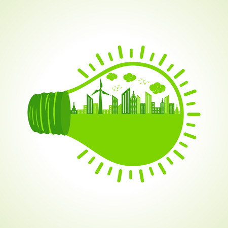 ecology concept with bulb-vector illustration のイラスト素材
