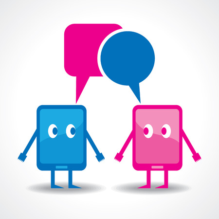 illustration of cartoonish gadgets with message bubbleのイラスト素材