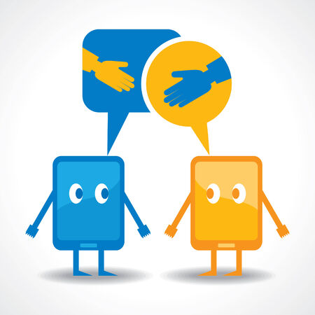 friendship by gadget concept stock vectorのイラスト素材