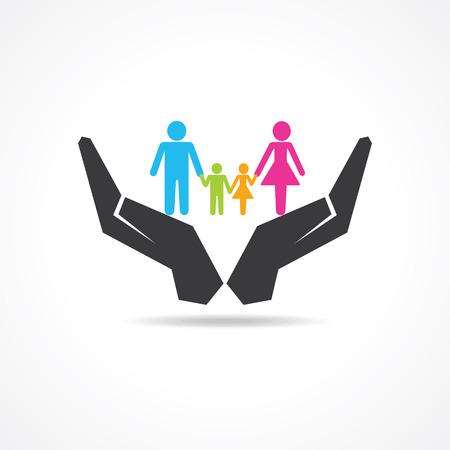 secure or save family under hand concept のイラスト素材