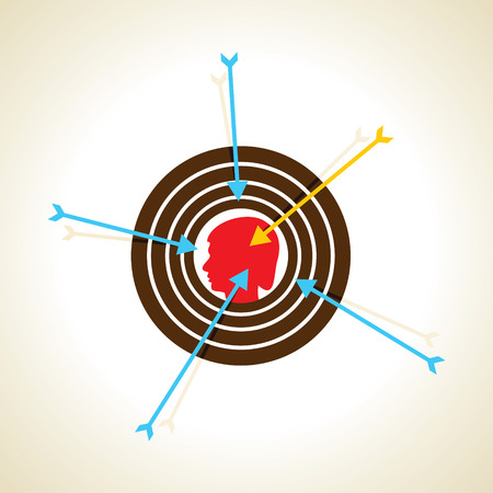 arrow pointed on boy head or focus concept のイラスト素材
