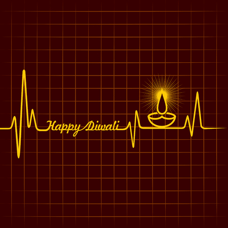 Illustration of diwali greeting background with heartbeatのイラスト素材