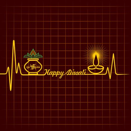 Illustration of diwali greeting background with heartbeatのイラスト素材
