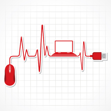 heartbeat with mouse and laptop stock vectorのイラスト素材