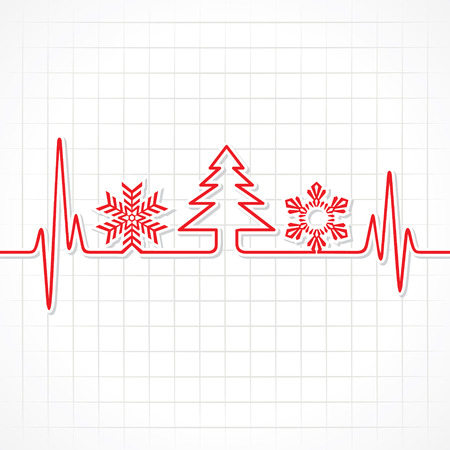 Heartbeat make Christmas symbols stock vectorのイラスト素材
