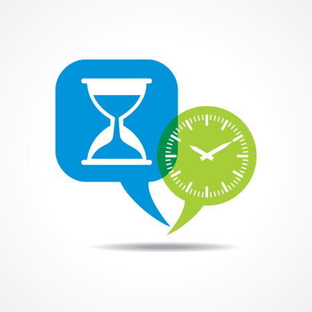 Sand watch  and clock in message bubble stock vectorのイラスト素材
