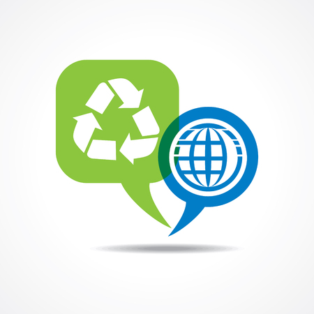 Earth and recycle icon in message bubble stock vectorのイラスト素材