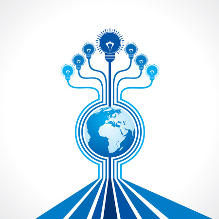 Abstract background with light-bulb and earth stock vectorのイラスト素材