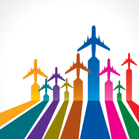 Abstract colorful background with airplane stock vectorのイラスト素材