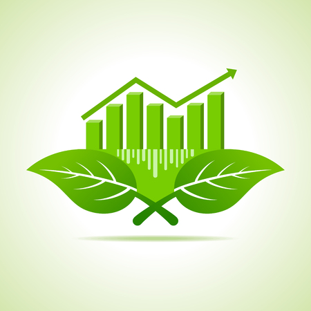 Ecology Concept - business graph with leafのイラスト素材