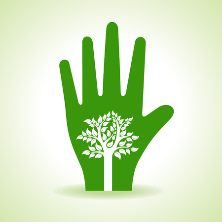 Tree inside the hand- vector illustrationのイラスト素材