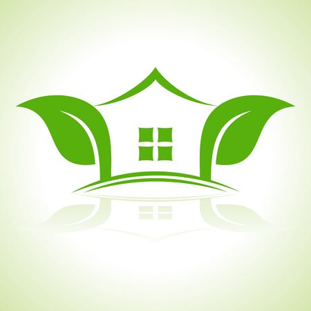 Eco home icon with leaf  vector illustrationのイラスト素材