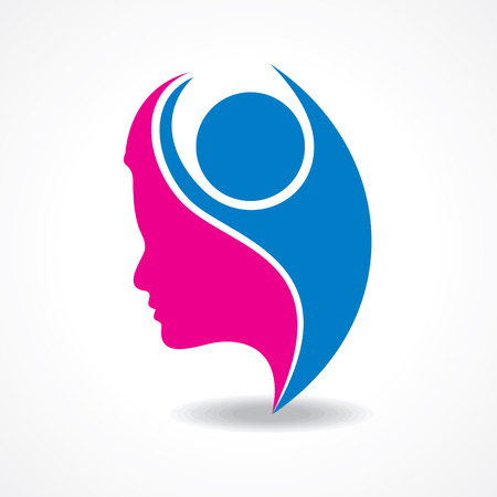 Beautiful woman silhouette with welcoming person stock vectorのイラスト素材