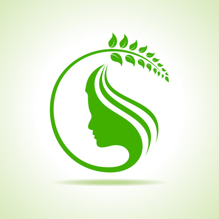 Eco icon with women face stock vectorのイラスト素材