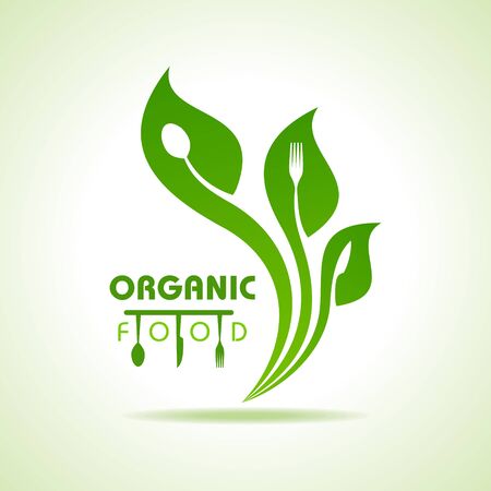 Organic food with kitchen utensils conceptのイラスト素材