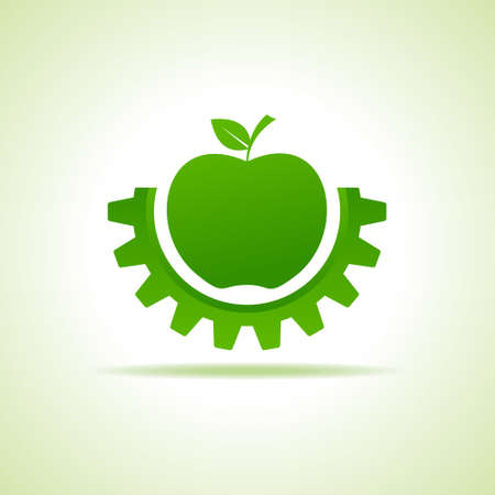 Green apple make gear shape, business technology symbol stock vectorのイラスト素材