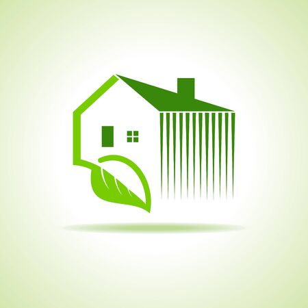 Eco home icon with leaf on white background stock vectorのイラスト素材