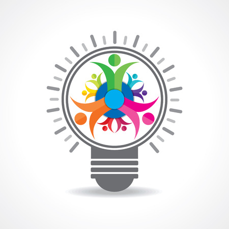 Teamwork Concept with bulb stock vectorのイラスト素材