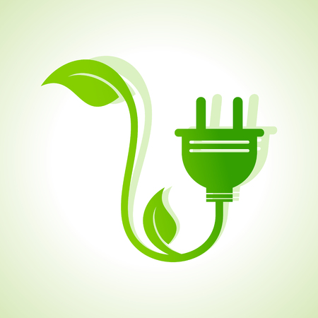 Ecology icon with green leaves stock vectorのイラスト素材