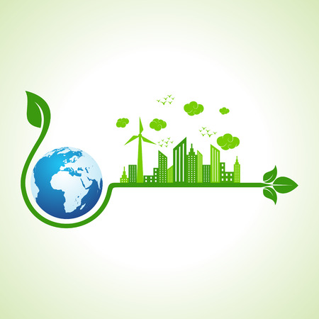 Ecology concept with earth icon  - vector illustrationのイラスト素材