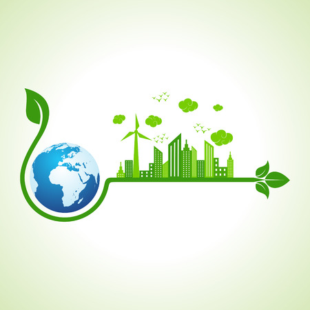 Ecology concept with earth icon  - vector illustration