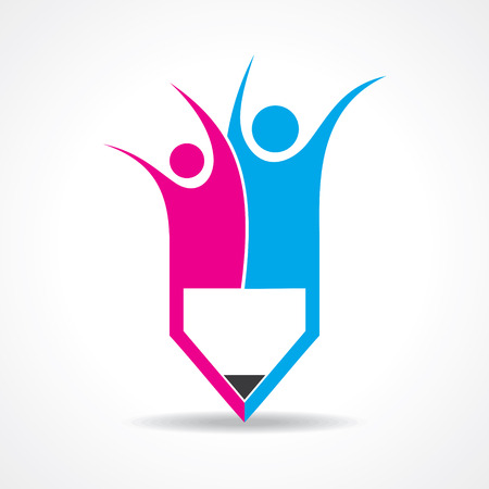 Creative pencil and people icon stock vectorのイラスト素材
