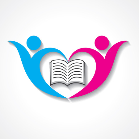 happy students with book icon. educational symbol stock vectorのイラスト素材
