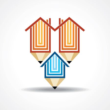 home with pencil education concept stock vectorのイラスト素材