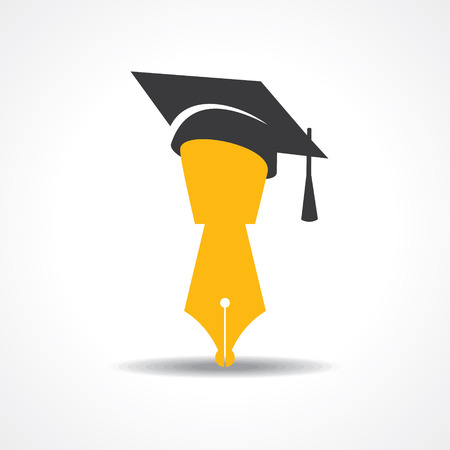 pen with graduation cap icon. educational symbol stock vectorのイラスト素材