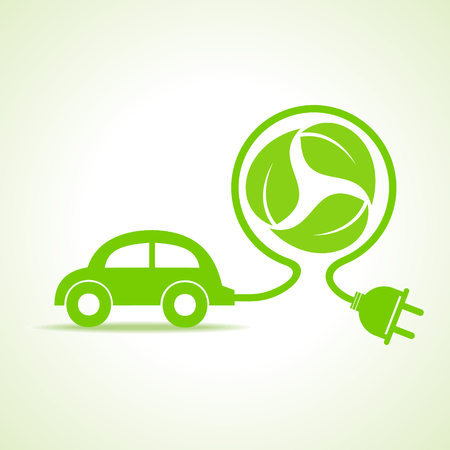 Eco car concept with recycle icon of leaf stock vectorのイラスト素材