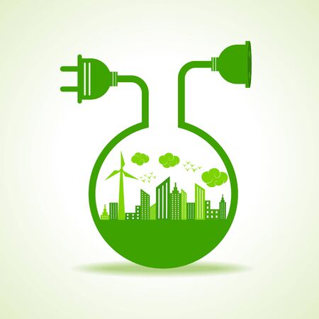 Save Nature Concept with Ecocity stock vectorのイラスト素材