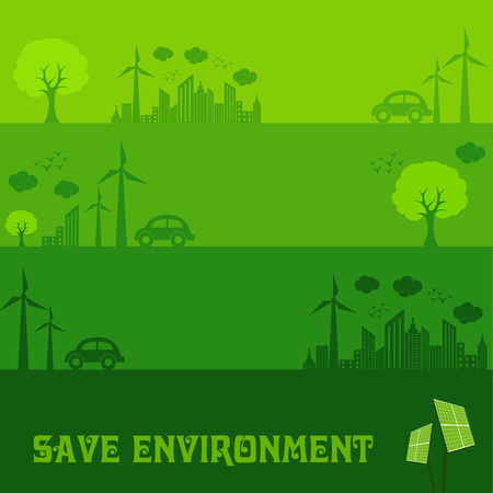 Save Nature Concept with Ecocity stock vectorのイラスト素材