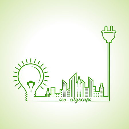 Ecology concept with eco cityscape - vector illustrationのイラスト素材