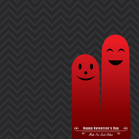 Valentine card with cute finger face illustration vectorのイラスト素材