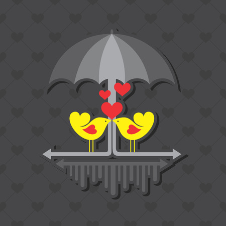 Valentine card with cute birds illustration vectorのイラスト素材