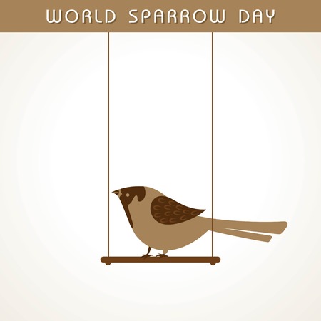 World Sparrow Day. Vector illustration of the date of sparrows. Cute sparrow card for world sparrow day.のイラスト素材