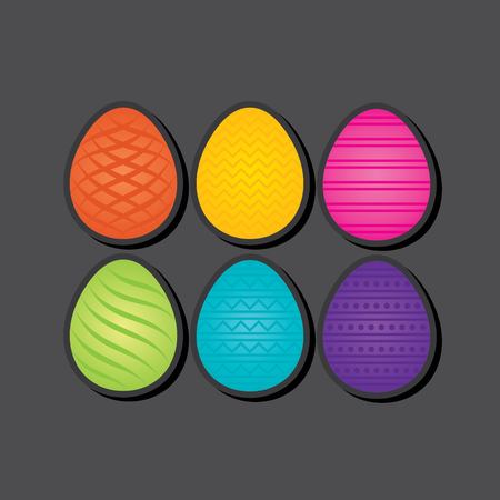 Colorful Happy Easter greeting card with rabbit, bunny, eggs and bannersのイラスト素材