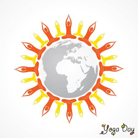 illustration of woman doing YOGASAN for International Yoga Day on 21st Juneのイラスト素材