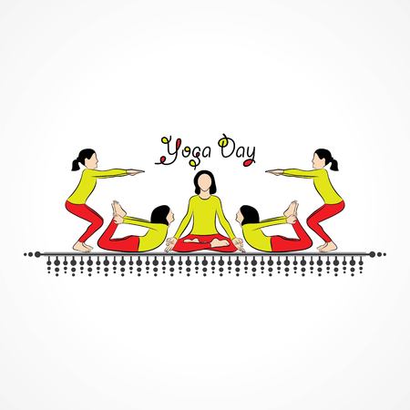 illustration of woman doing YOGASAN for International Yoga Day on 21st Juneのイラスト素材