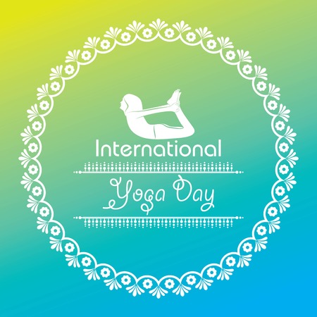 illustration of woman doing YOGASAN for International Yoga Day on 21st Juneのイラスト素材