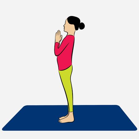 illustration of woman doing SURYA NAMASKAR for International Yoga Dayのイラスト素材