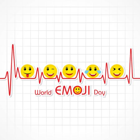 World emoji day greeting card design template with different feelingsのイラスト素材