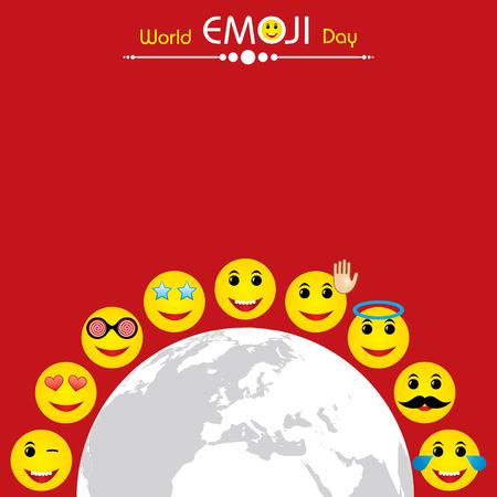 World emoji day greeting card design template with different feelingsのイラスト素材