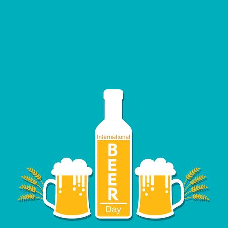 International Beer Day in August with beer mugs conceptual illustration vectorのイラスト素材