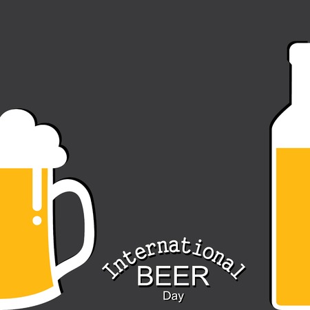 International Beer Day in August with beer mugs conceptual illustration vectorのイラスト素材