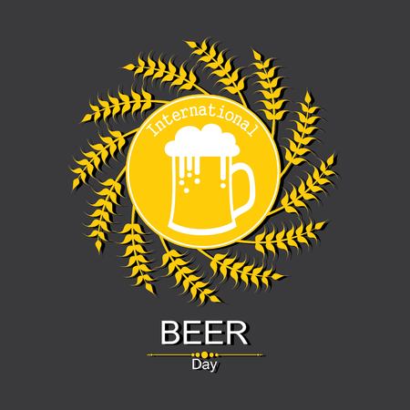 International Beer Day in August with beer mugs conceptual illustration vectorのイラスト素材