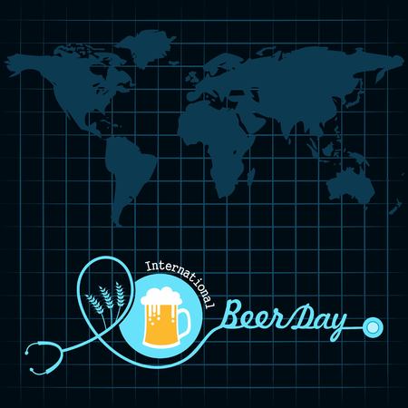 International Beer Day in August with beer mugs conceptual illustration vectorのイラスト素材